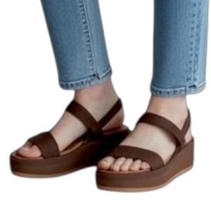 Rothys The Lightweight Slingback Platform Wedge Sandal Cardamom Brown 9.5